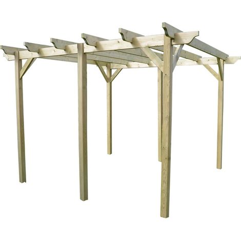 Garden Pergola 6 Posts - Wood - L240 x W540 x H270 cm - Light Green