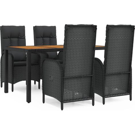Maison Exclusive - Set da Pranzo da Giardino 5 pz Nero con Cuscini in Polyrattan (1/5)