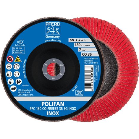PFERD POLIFAN Fächerscheibe PFC 180x22,23 mm konisch CO-FREEZE 36 SG INOX Edelstahl (1/5)