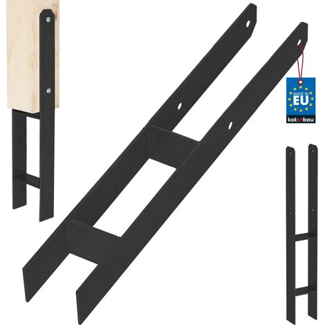 KOTARBAU® Kotarbau® Support de Poteau À Sceller - Support Poteau Bois en H 70x600 mm Pied de Poteau - Ancre Poteau Bois - Ancrage Poteau - Platine Poteau Bois - Acier Thermolaqué - Noir (1/5)