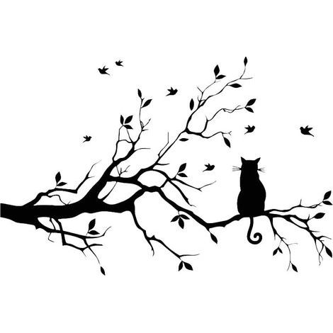 57,9 x 38,1 cm große, abnehmbare Vinyl-Wandtattoos für Kinderzimmer, Astmotiv, Schwarz – Fei Yu (1/5)