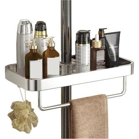 Hanging shower holder, drill-free shower storage rack, silver, suitable for 22-25 mm diameter pipes (1/5)