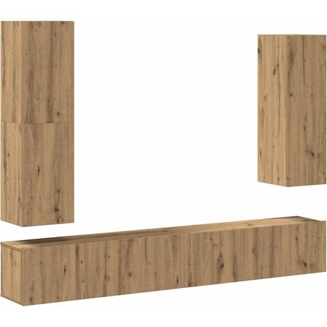Maison Exclusive - Set Mobile TV 4 pz Montato a Parete Rovere in Legno Multistrato
