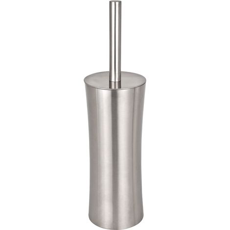 Wenko – Porte-brosse WC fermé en acier inoxydable mat – Support élégant Ø 10 cm – Hauteur 37,5 cm – Résistant à la rouille pour environnements humides (1/4)