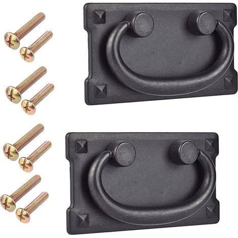 Poignées de tiroir vintage noires – Lot de 2 –Espacement des trous 75 mm – Alliage de zinc résistant à la rouille (1/5)