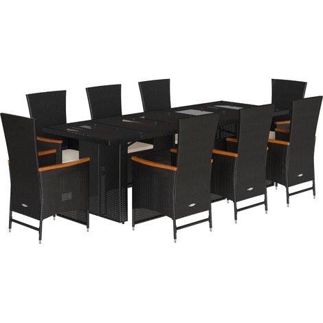 Maison Exclusive - Set da Pranzo da Giardino 9 pz con Cuscini Nero in Polyrattan