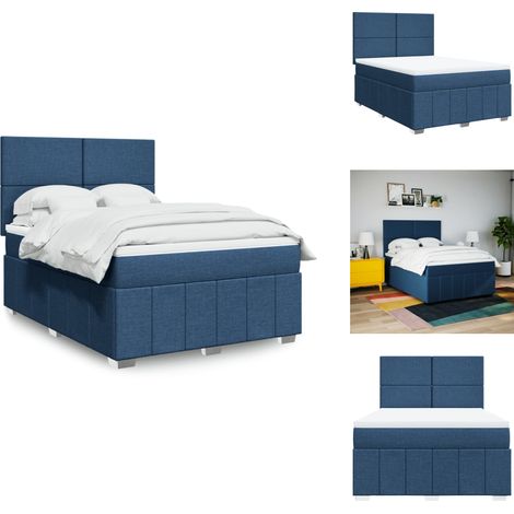 Sommier à lattes de lit avec matelas Bleu 160x200 cm Tissu - Sommier À Lattes De Lit - Sommiers À Lattes De Lit - Lit - Meuble De Chambre À Coucher (1/5)