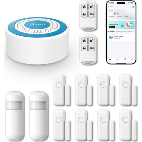 Système d'alarme Domestique sans Fil avec alertes instantanées Via l'application,Kits d'alarme Extensibles DIY pour Portes et détecteurs de Mouvement pour Appartement,Garage (1/5)