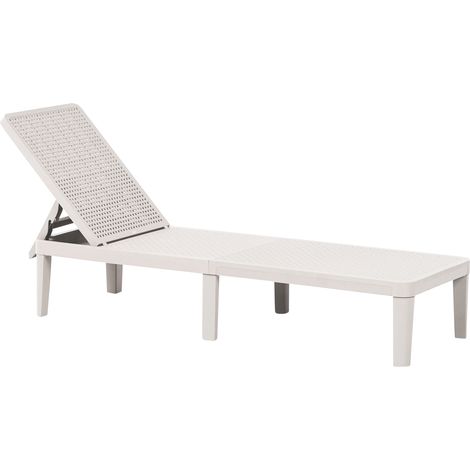 Tumbona reclinable moderna de exterior con respaldo ajustable material sintético resistente al óxido gris claro Ossimo