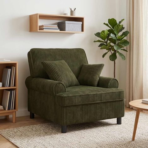 vidaXL Fauteuil XL avec coussins Vert Tissu à 1,5 lignes (1/5)