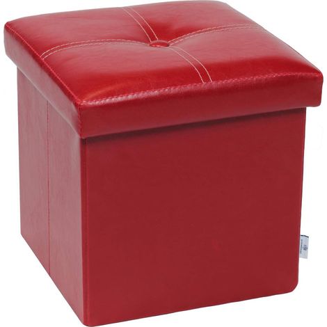 Pouf de rangement pliable en similicuir, petit repose-pieds carré, table basse, noir 30 x 30 x 30 cm (1/5)