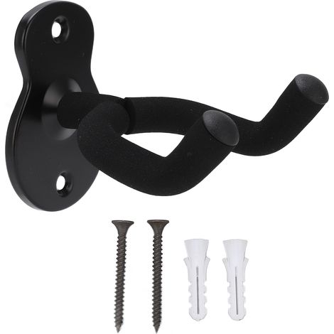 Support mural universel en métal pour guitare, ukulélé et violon, crochet de rangement pour studio, finition noir mat (1/5)