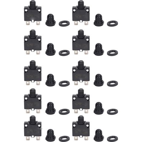 Lot de 10 relais de protection contre surcharges 25A 125/250VAC 65VDC, avec coque PC argentée, remise à zéro manuelle et capuchon étanche. (1/5)