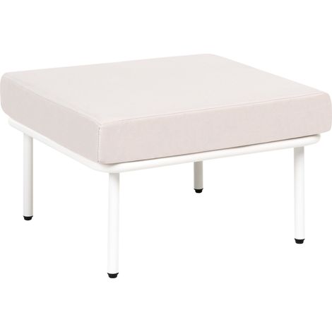 Otomana moderna reposapiés de metal con cojín de tela jardín terraza beige claro Baucina (1/5)