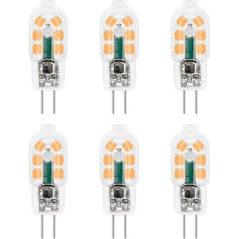 Ampoule G4 LED 12V 2W Blanc Chaud 3000K, 200lm, Équivalent Lampe Halogène G4 10W 20W, non-dimmable, Bi-pin G4 12V LED AC DC pour Lustre, Lampe de Table, lot de 6 [Classe énergétique F] (1/5)