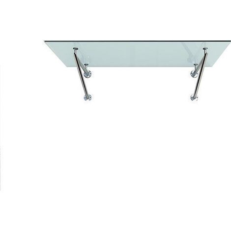 BuyLando (V) 200x90 cm Milchglas Glasvordach inkl. Edelstahlhalter gebürstet