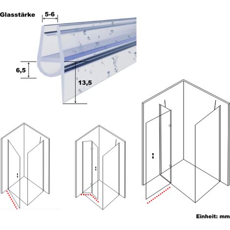 WITEN&NOCK Duschdichtung unten gerade Wasserabweiser Dichtungsprofile Ersatzdichtung für 5/6 mm Glasstärke 60 cm