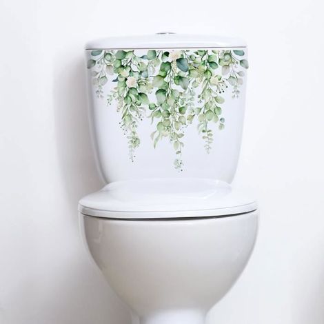Autocollant mural décoratif vert pour toilettes - Stickers salle de bains (1/4)