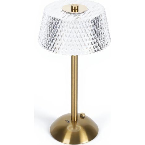 Lampada da tavolo in cristallo, lampada tricolore, design in cristallo alla moda, lampada da tavolo a LED wireless con controllo touch e batteria ricaricabile, ricaricabile tramite USB (1/4)