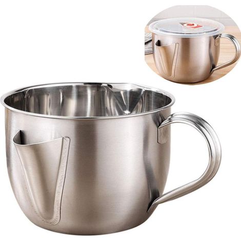 Séparateur de graisse pour sauces, inox, pot séparateur de graisse, pot à sauce, pot à graisse, séparateur de graisse universel, 1L, 1000 ml, Ensoleillé (1/5)