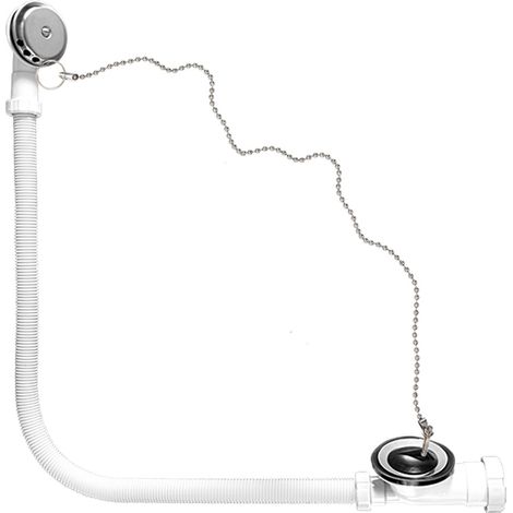 Desagüe de bañera con válvula acodada de baja cota con tubo de rebosadero flexible R-91 - RIUVERT (1/2)