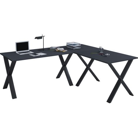 Escritorio de madera VCM VCM  Escritorio de esquina simple  220x160  Forma L izquierda o derecha  Panel de mesa de trabajo de 80 cm de profundidad  Muebles de oficina de mesa de ordenador - Lona X (Ne