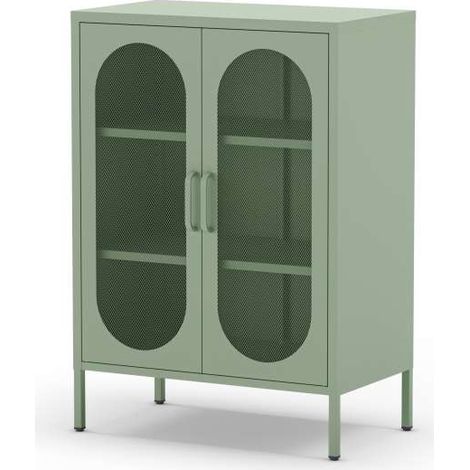 Mueble auxiliar 2 puertas abatibles modelo Dora acabado metal verde menta. 100cm(alto) 70cm (ancho) 40cm(prof.) (1/5)