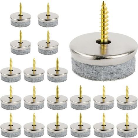 20 Pièces Patins en Feutre pour Meubles, 28mm Glisseurs Chaise à Clouer, Ronds, Faciles à Installer, pour Protéger Les Sols des Pieds de Table (1/5)