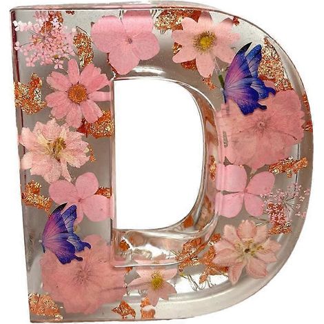 Kreative florale Nachtleuchte in Buchstabenform, mit Trockenblumen, LED-Beleuchtung, Ambientelicht, Harzlampe, Tischdekoration für Partys, Beleuchtung D (1/5)