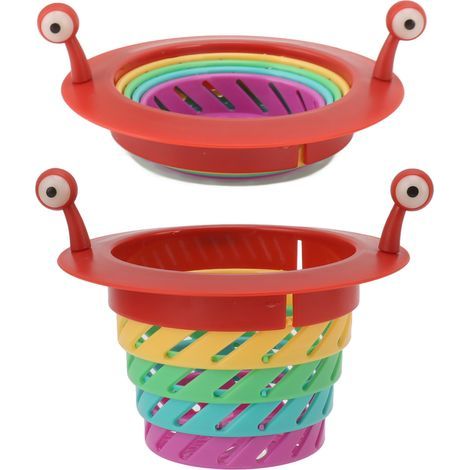 Set mit 2 farbenfrohen, faltbaren, monsterförmigen Spülbeckensieben mit Griffen, verstopfungsfrei, geeignet für Küche und Bad (1/5)