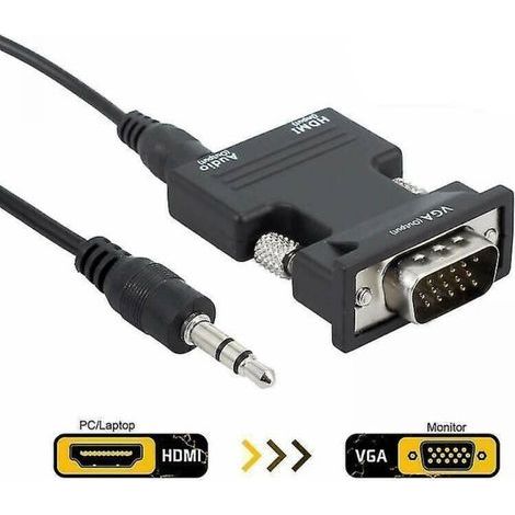 Adaptateur HDMI Femelle vers VGA Mâle avec Câble Audio – Prise en Charge 1080p pour Ordinateur, Projecteur et Écran (1/3)