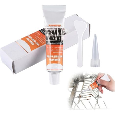 Réparation Panier Lave-Vaisselle, Caoutchouc Liquide Anti-Rouille, Étanche Protection pour Panier, Traitement Oxydation Couvercle, Réparation Accessoire avec Embout Précision et Spatule (1/5)