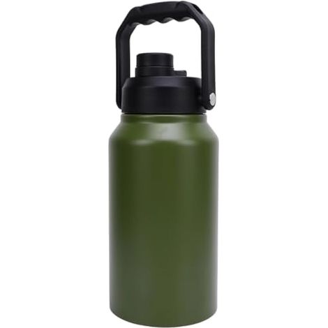 Bouteille isotherme de 3 litres en acier inoxydable, triple isolation, conserve le froid pendant 48 heures et le chaud pendant 24 heures (vert olive) (1/5)