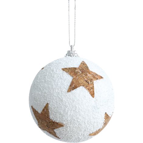 Boule De Décoration - 8 Cm - Pour Arbre De Noël Et Décoration Intérieure - Blanc - En Mousse - Avec Corde De Suspension - 1 Pièce (1/4)