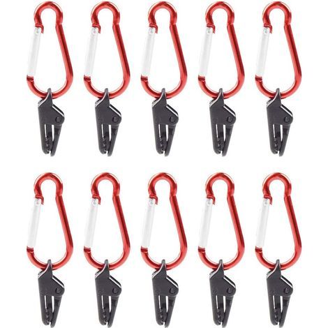 10 Pièces Pince à Bâche avec Mousqueton Clip de Tente Clip pour Auvent de Tente de Camping Clips De Bâche De Tente en Plastique Tente Snaps pour Activités De Plein Air (1/5)