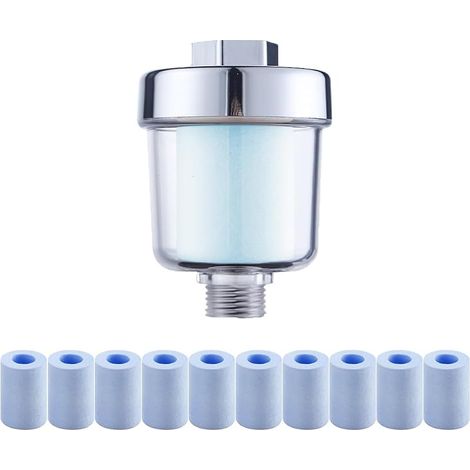 Filtre de douche avec 10 filtres bleus remplaçables,Filtre anti calcaire douche pour robinets ou douche,Filtration efficace des Impuretés dans L'eau (1/5)
