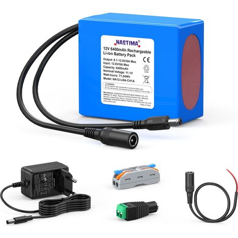 6400mAh 71,04Wh 12V Batterie Lithium-ION Rechargeable Adaptée aux Appareils Photo, Caméscopes, Lecteurs MP3, Claviers Électroniques, Routeur, Radio, etc. Chargeur et Connecteur Inclus (1/5)