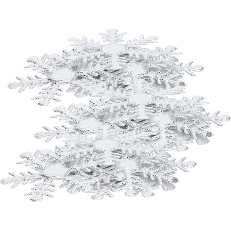 Lot de 1 décoration flocons neige tissu non tissé Noël paillettes argent 6cm (1/5)