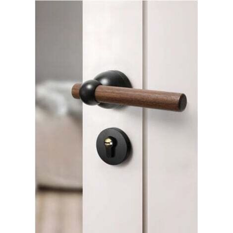 Serrure de porte en noyer, serrure de porte intérieure silencieuse, nouvelle poignée de porte en bois de style chinois (1/4)
