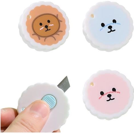 Lot de 3 mini couteaux artistiques, ouvre-boîte rétractable, mini coupe-papier portable en forme d'ours mignon pour ,wj (1/4)
