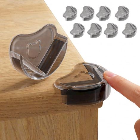 Protection d'angle Bébé 8-Pack, Coin de Table Bébé Auto-Adhésive en Noir PVC, Absorption des Chocs, Protection Angle Meubles Sécurisés, sans BPA, Facile à Installer pour Tablier et Tables