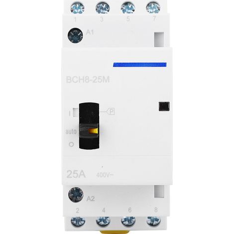 Contacteur modulaire 4P 25A 24V AC avec interrupteur manuel BCH8-25M pour usage domestique (1/5)