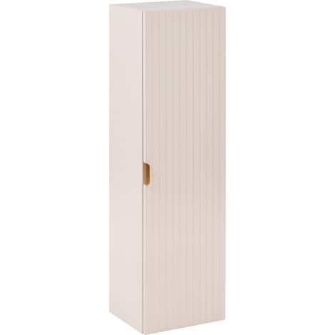 Armario de baño de pared 4 estantes frentes acanalados tiradores dorados beige Totorani (1/5)