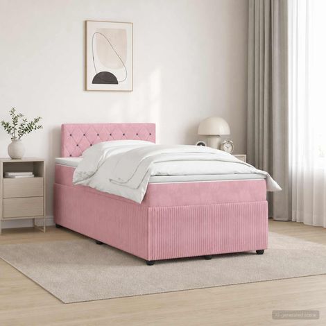 Cama box spring con colchón Rosa 120 x 190 cm Terciopelo (1/5)