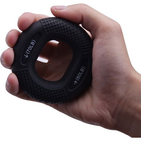 Anneau d’exercice pour doigts en silicone pour la force musculaire de la main et l’entraînement du poignet - Dispositif de fitness écarteur carpien, noir. (1/5)