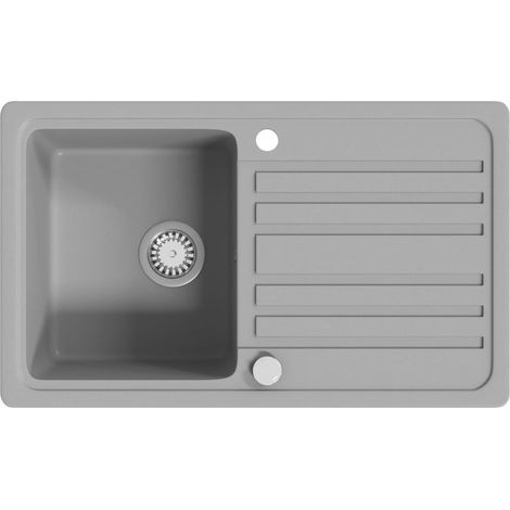 Évier de cuisine en granite avec égouttoir réversible Gris