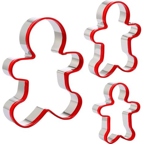 Emporte-pièces en forme de bonhomme en pain d'épice, en acier inoxydable, 3 tailles, pour la maison, la pâtisserie et l'organisation de la cuisine.-AquaForge (1/5)