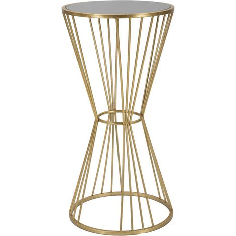 Tavolino alto Super Ø40x80 in ferro dorato con piano a specchio (1/5)