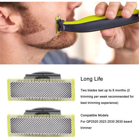 Ersatzköpfe für Philips QP2520/2523/2530/2630 Barttrimmer – 2 Stück aus Edelstahl (1/4)