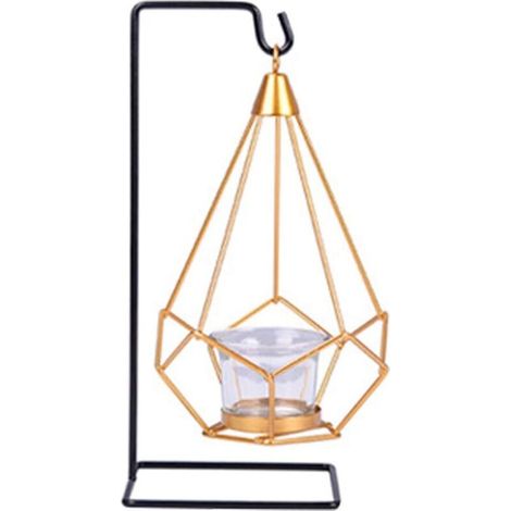 Bougeoirs Decoration, Bougeoir à Thé Géométrique avec Coupe en Verre et Présentoir, Support de Bougie en Verre géométrique en Métal, Bougeoirs Bougie pour la Maison, Bar, Mariage, Fête-Fei Yu (1/5)